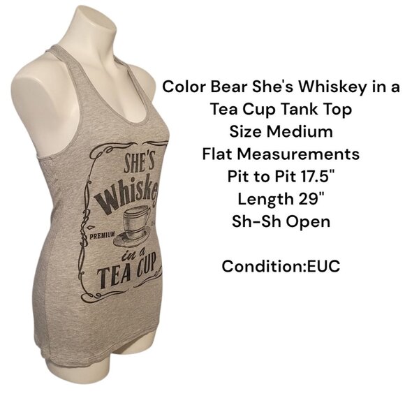 She's Whiskey In A Tea Cup Size Medium Gray Tank Jack Daniels Design Racerback - Picture 2 of 5